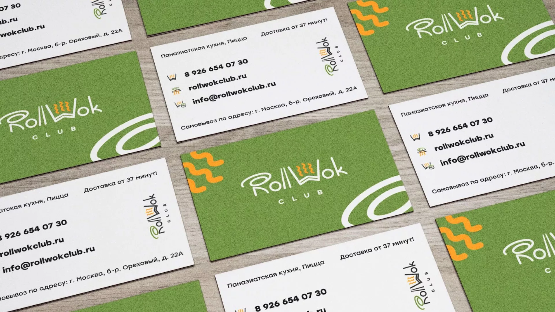 Разработка дизайна визиток суши-бара «Roll Wok Club» в Тереке